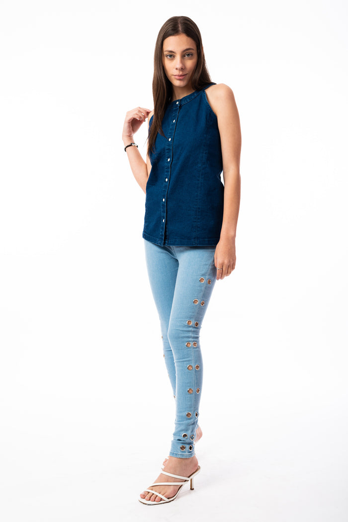 Medium Blue Denim Top | H-1087